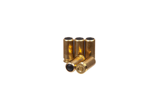 rubber bullets for a traumatic pistol isolated on white back