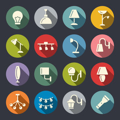 Lighting line icon set