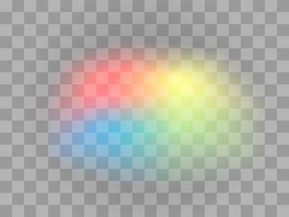 Color light effect isolated on transparent background. Light transparent spot. Yellow, blue, green, red