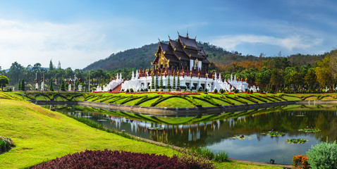 Royal Pavilion Ho Kum Luang in Royal flora park known also as Park Rajapruek in Chiang Mai, Thailand.