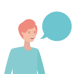 young man with speech bubble avatar character