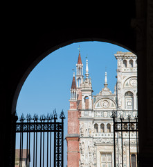 Fototapeta na wymiar Entry gate of Pavia church, Italy