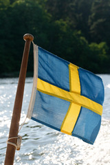 schwedische Flagge an einem Boot