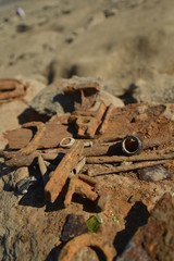 Rusted metal and old bottle top