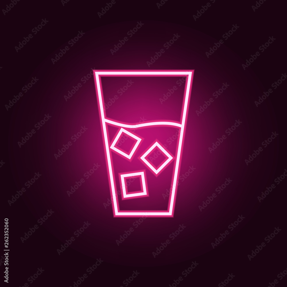 Poster beverage with ice icon. elements of web in neon style icons. simple icon for websites, web design, m