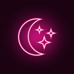 moon and stars icon. Elements of Web in neon style icons. Simple icon for websites, web design, mobile app, info graphics