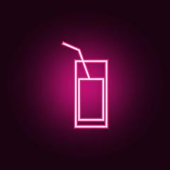 a glass of juice icon. Elements of Web in neon style icons. Simple icon for websites, web design, mobile app, info graphics