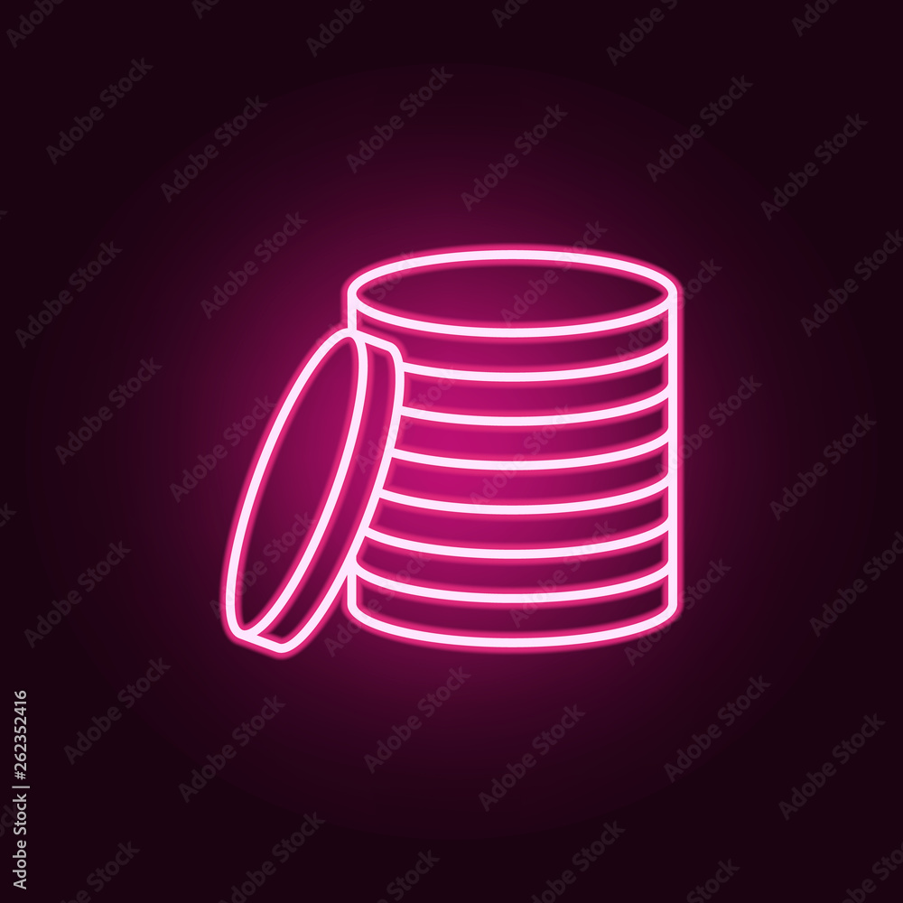 Aufkleber coins icon. elements of web in neon style icons. simple icon for websites, web design, mobile app, i