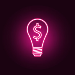 light bulb with money icon. Elements of Web in neon style icons. Simple icon for websites, web design, mobile app, info graphics