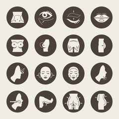 Plastic surgery vector icon set
