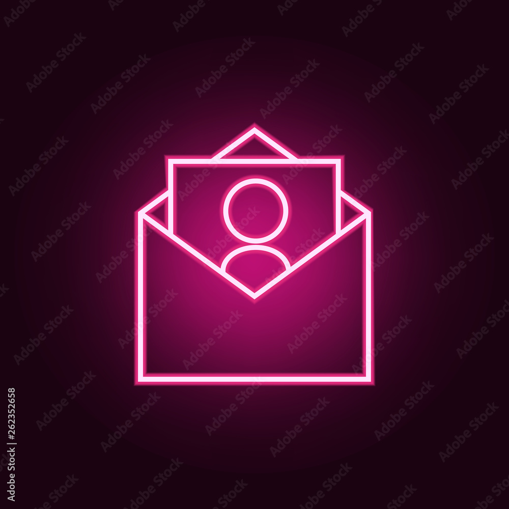 Poster photo in envelope icon. elements of web in neon style icons. simple icon for websites, web design, m