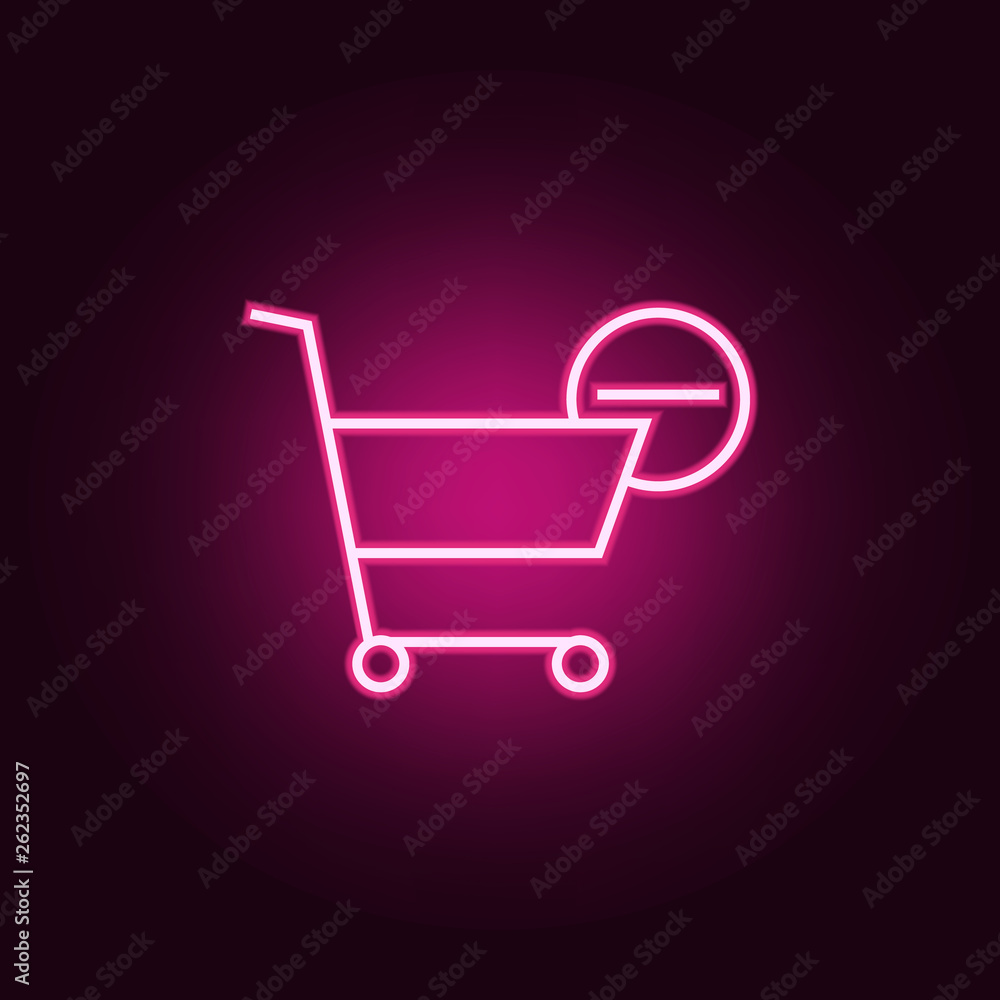 Poster minus the shopping trolley icon. elements of web in neon style icons. simple icon for websites, web 
