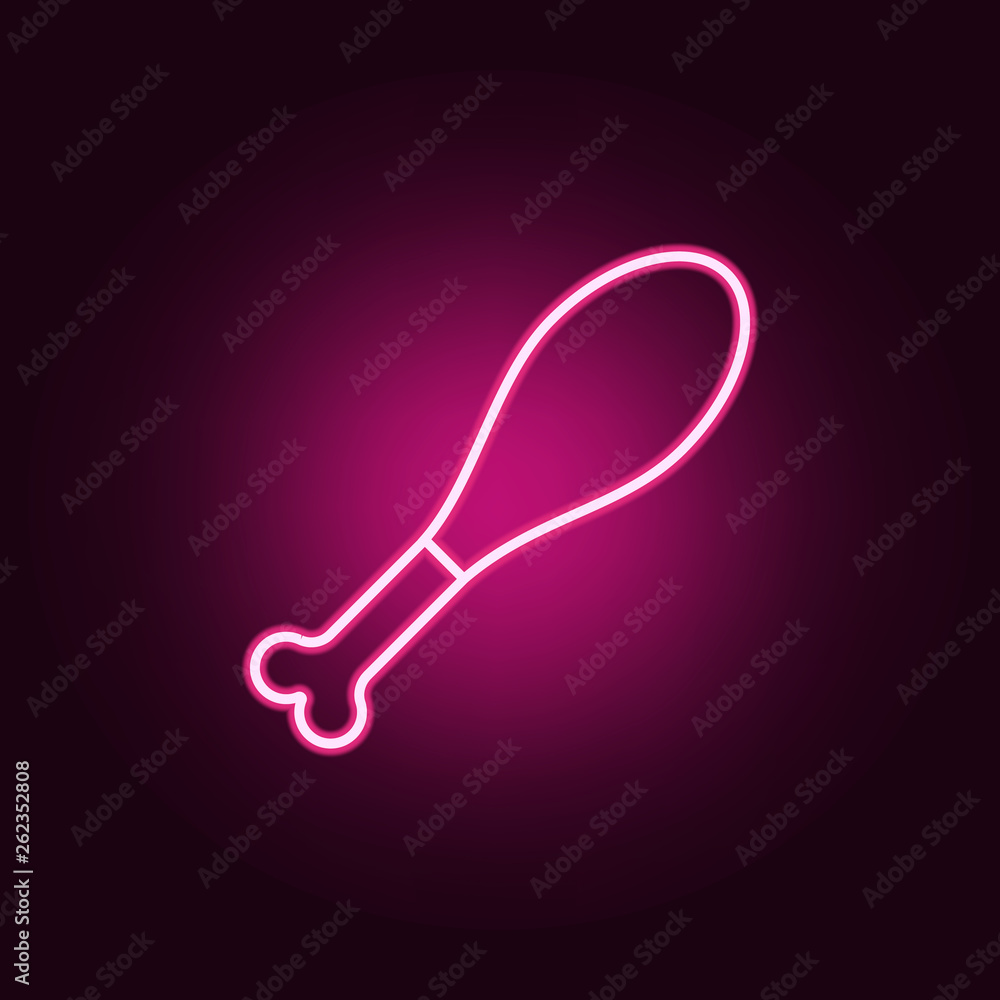 Poster chicken's leg icon. elements of web in neon style icons. simple icon for websites, web design, mobil