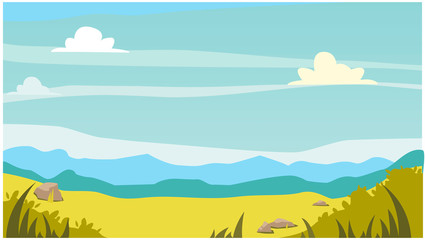Fototapeta na wymiar simple landscape background with sky and grass. vector illustration