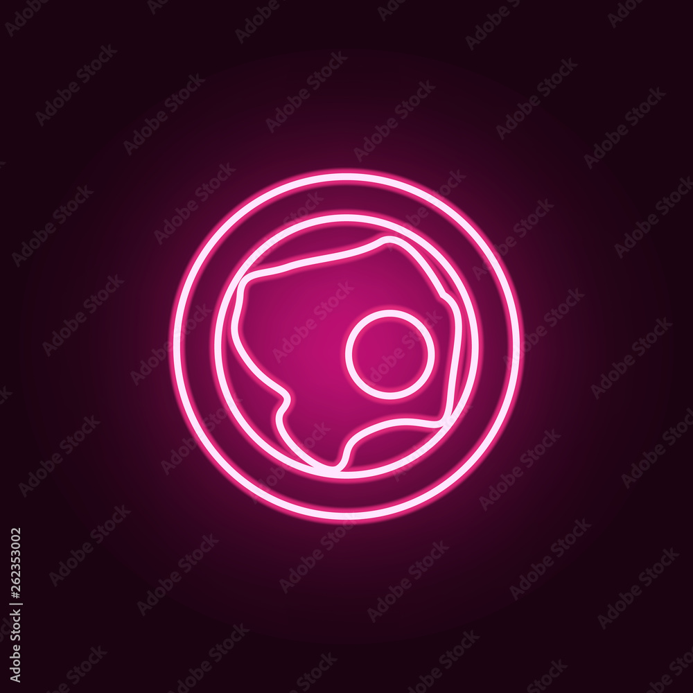 Poster fried eggs on a plate icon. elements of web in neon style icons. simple icon for websites, web desig