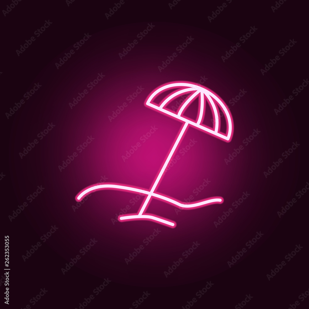 Poster beach umbrella icon. elements of web in neon style icons. simple icon for websites, web design, mobi