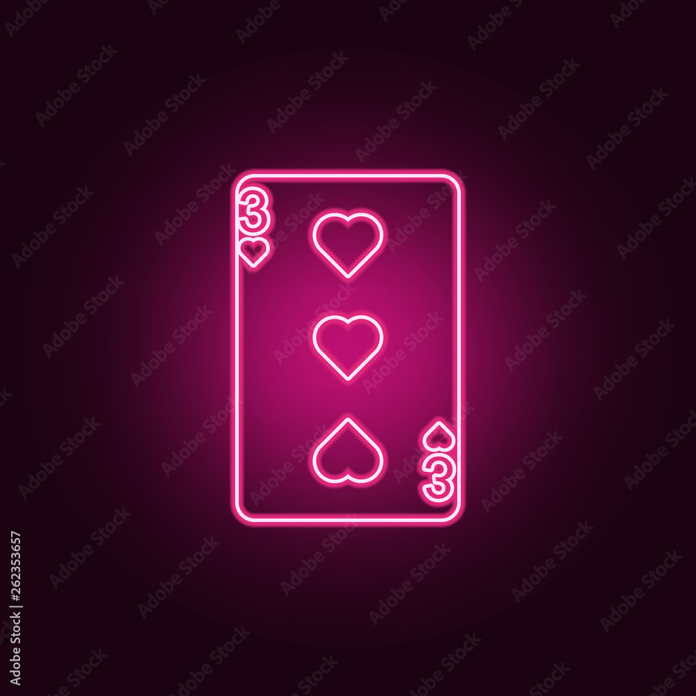 Poster three heartsicon. elements of web in neon style icons. simple icon for websites, web design, mobile 