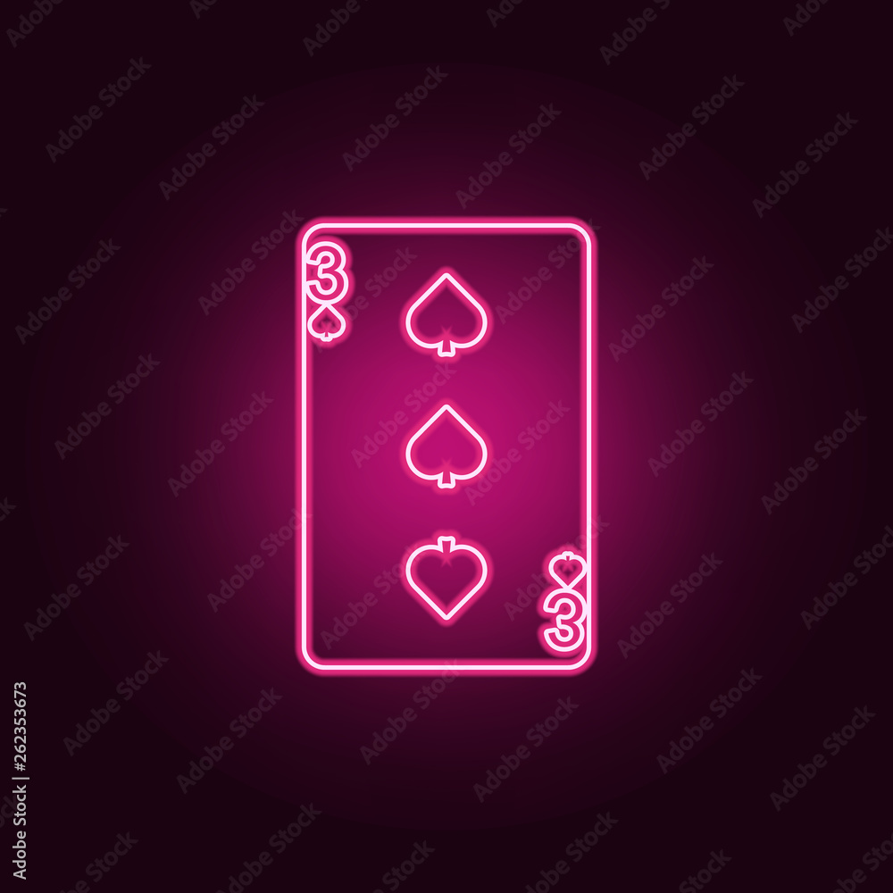 Poster playing card, peak three cards icon. elements of web in neon style icons. simple icon for websites, 