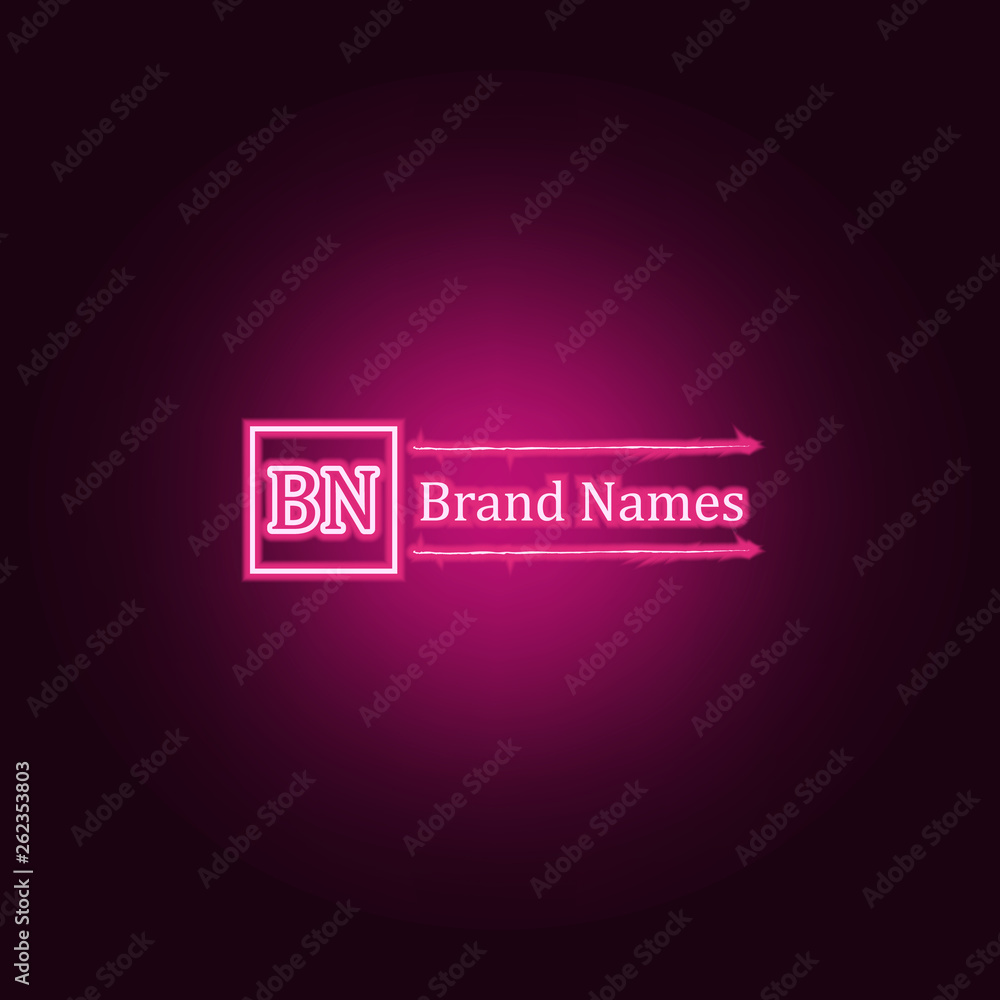 Poster place for a brand icon. elements of web in neon style icons. simple icon for websites, web design, m