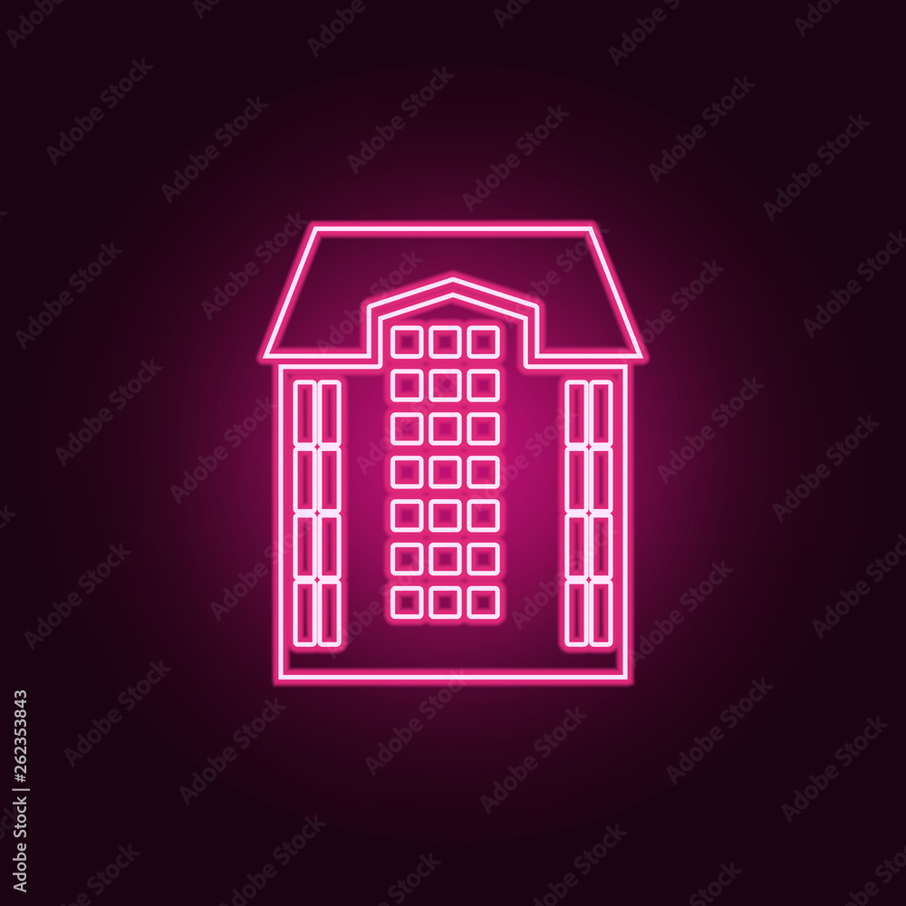 Poster high building icon. elements of web in neon style icons. simple icon for websites, web design, mobil