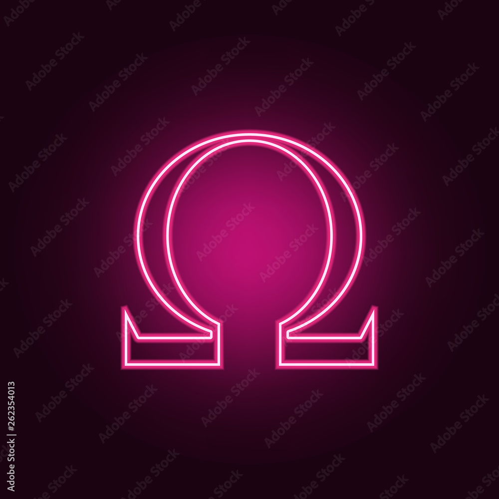 Poster omega sign icon. elements of web in neon style icons. simple icon for websites, web design, mobile a