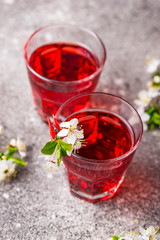 Glasses of healthy cherry juice