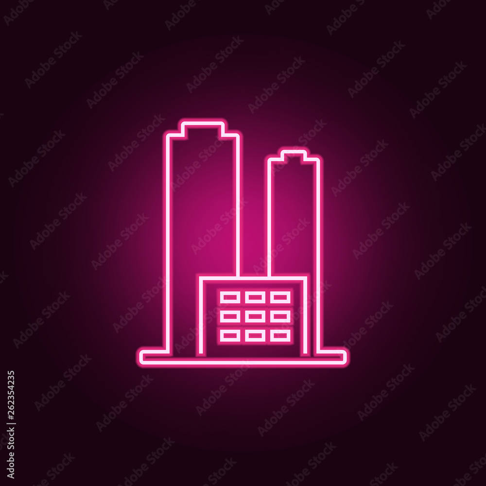 Poster high-rise buildings icon. elements of web in neon style icons. simple icon for websites, web design,