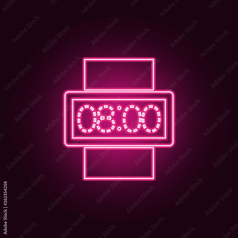 Poster digital watch icon. elements of web in neon style icons. simple icon for websites, web design, mobil