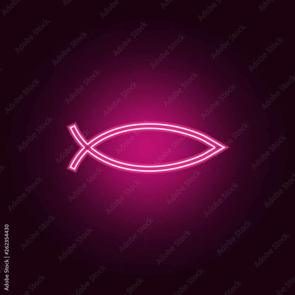 Poster fish sign. christianity ichthys fish symbol icon. elements of web in neon style icons. simple icon f