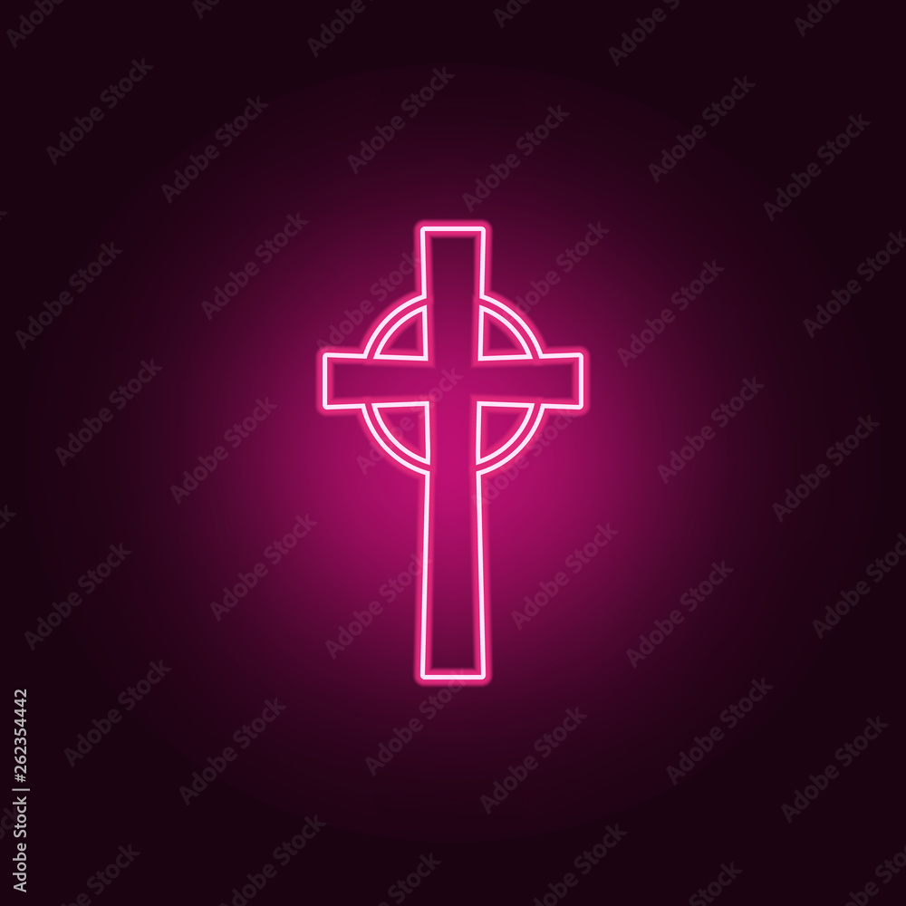 Poster religious cross icon. elements of web in neon style icons. simple icon for websites, web design, mob