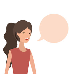 woman with speech bubble avatar character