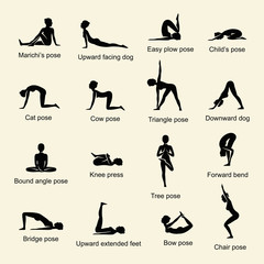 Yoga poses vector set