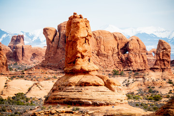 Fototapeta premium Wonderful red rock sculptures at Arches National Park Utah - travel photography