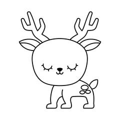 cute reindeer animal isolated icon