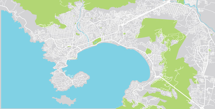 Urban vector city map of Acapulco, Mexico