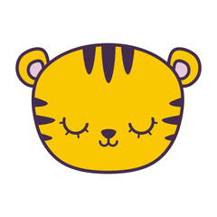 head of cute tiger animal isolated icon