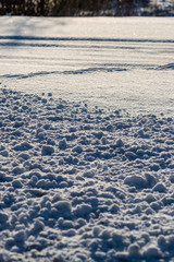 snow covered fields in winter countryside