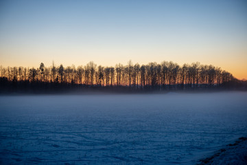 Fototapeta premium snow covered fields in winter countryside
