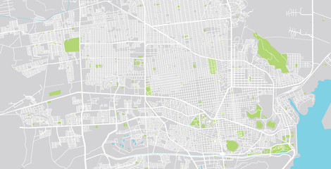 Urban vector city map of Hermosilla, Mexico