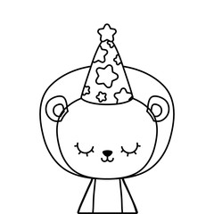 cute lion animal with hat party