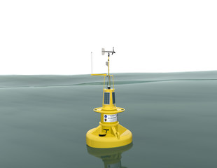 Boa galleggiante Axys Watchkeeper, usata come ausilio alla navigazione., 3D rendering, illustrazione