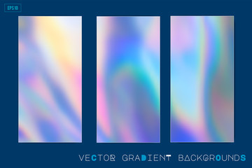Abstract Modern pastel colored holographic vector gradient backgrounds in 80s style. Synthwave. Vaporwave style. Retrowave, retro futurism, webpunk. Modern screen design for mobile app