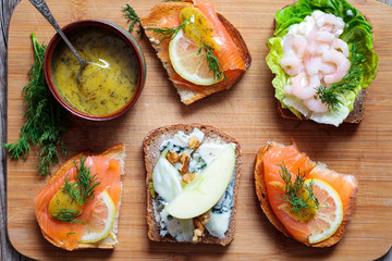 Selection of Scandinavian open sandwiches