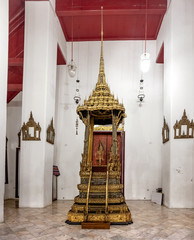 Buddhist temple, interior of Wat Pho public temple, Bangkok Thailand