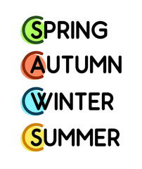 set of Labels of four Seasons. Phrases with colored tags.