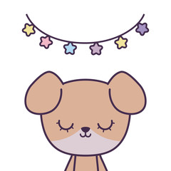 cute dog animal with garlands hanging