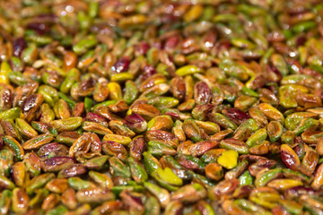 Pistachio baklava, turkish delights, close up. Tasty dessert. 