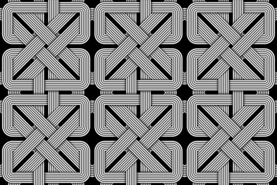 Vector square seamless pattern of wicker square shaped wires.