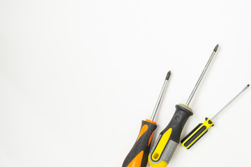 Tools for repairing top view on white background