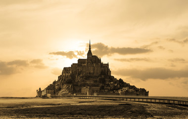 Mont Saint Michel tidal island in summer, Normandy, northern France